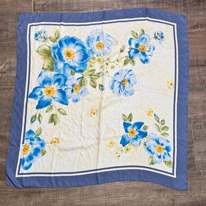 Vintage Egon Furstenberg Elegant Blue Floral Scarf